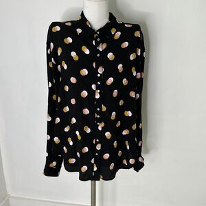 Markus Lupfer Black And Multi Color Polka Dot Blouse